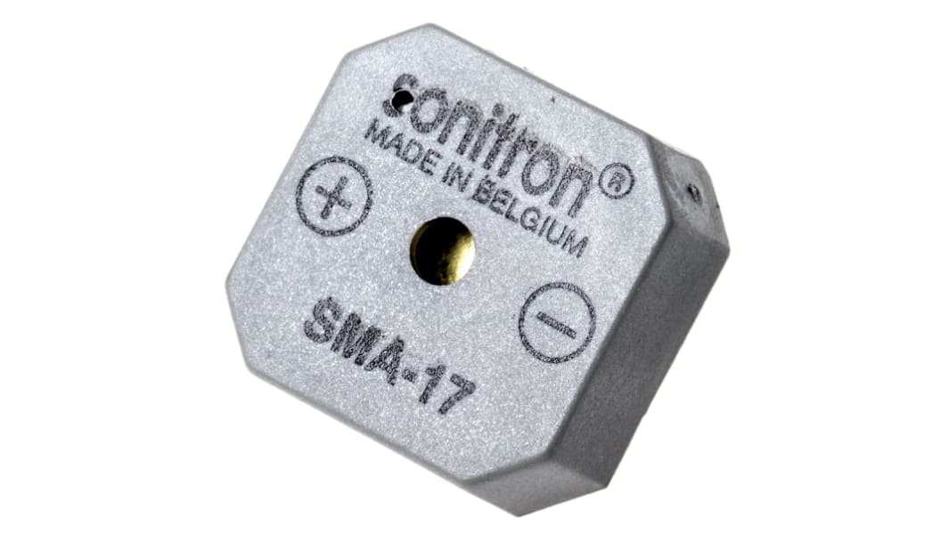 Sonitron 連続 圧電ブザー, 3.45kHz, 82dB, スルーホール