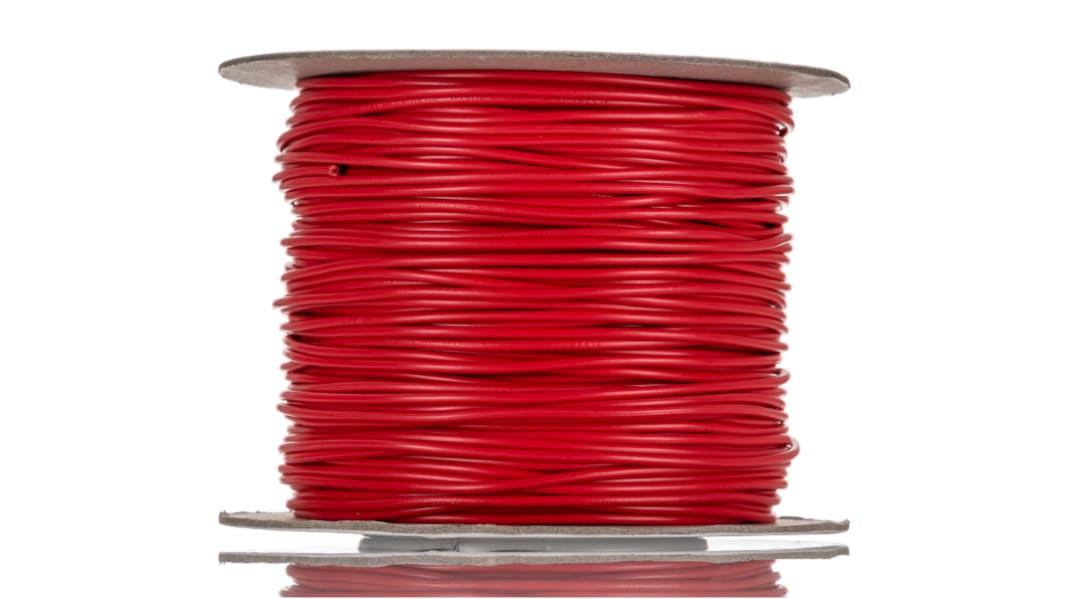 RS PRO Red 0.5mm² Hook Up Wire, 22 AWG, 16/0.2 mm, 100m, PVC TI3 Insulation