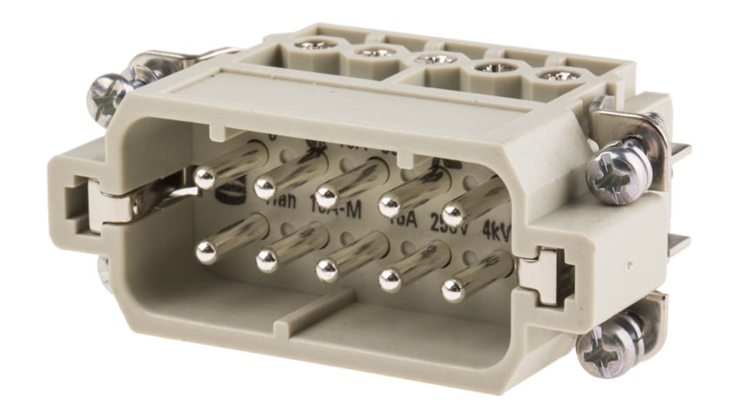 HARTING Heavy Duty Power Connector Insert, 16A, Male, Han A Series, 10 Contacts