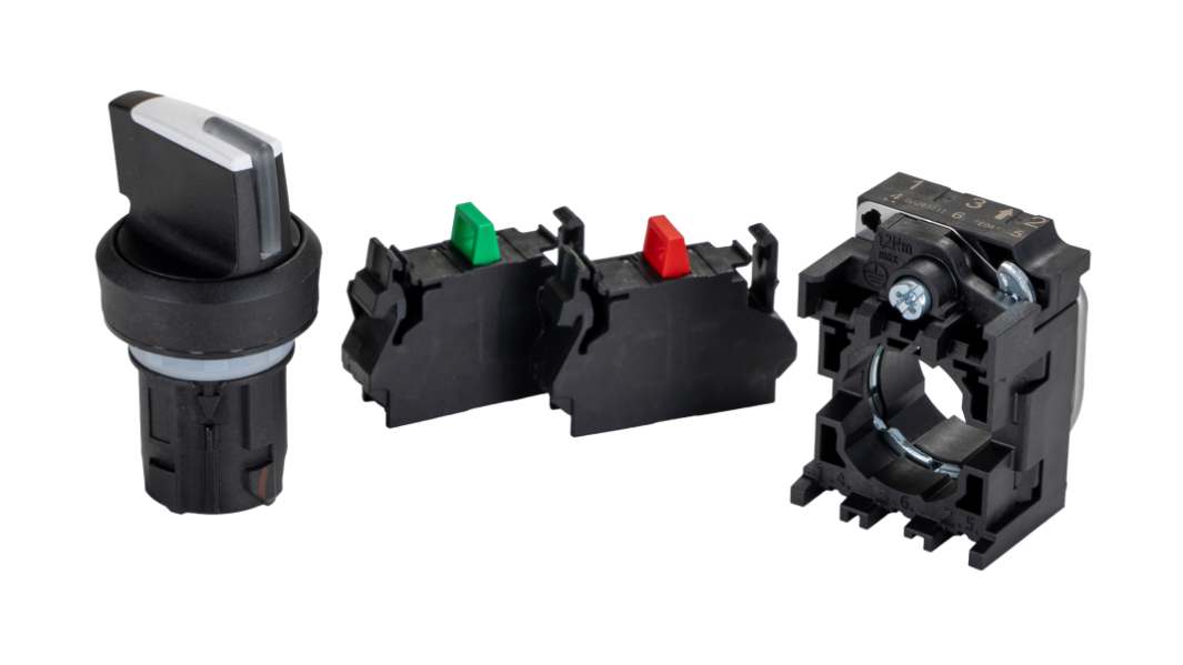 Siemens Short Black Handle Selector Switch - (SPDT) 22mm Cutout Diameter, Illuminated 2 Positions