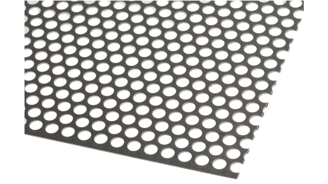 RS PRO Stainless Steel Perforated Metal Sheet 500mm x 500mm, 0.55mm Thick