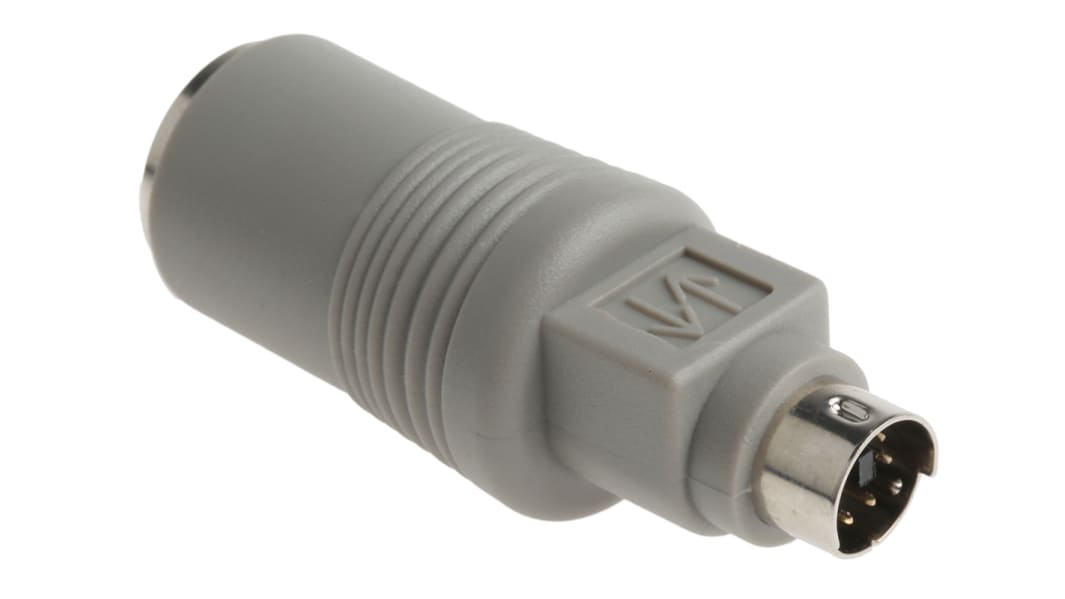 RS PRO 49.5mm Male 6 Pin Mini DIN to Female 5 Pin DIN Grey KVM Mixed Cable Assembly
