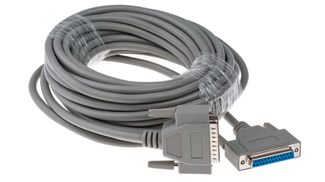 RS PRO Serielles Kabel / 25-polig, D-Sub Stecker / 25-polig, D-Sub Buchse, 10m, Grau, CE, REACH