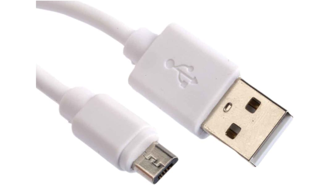 Câble USB RS PRO USB A vers Micro-USB B, 1.8m, Blanc