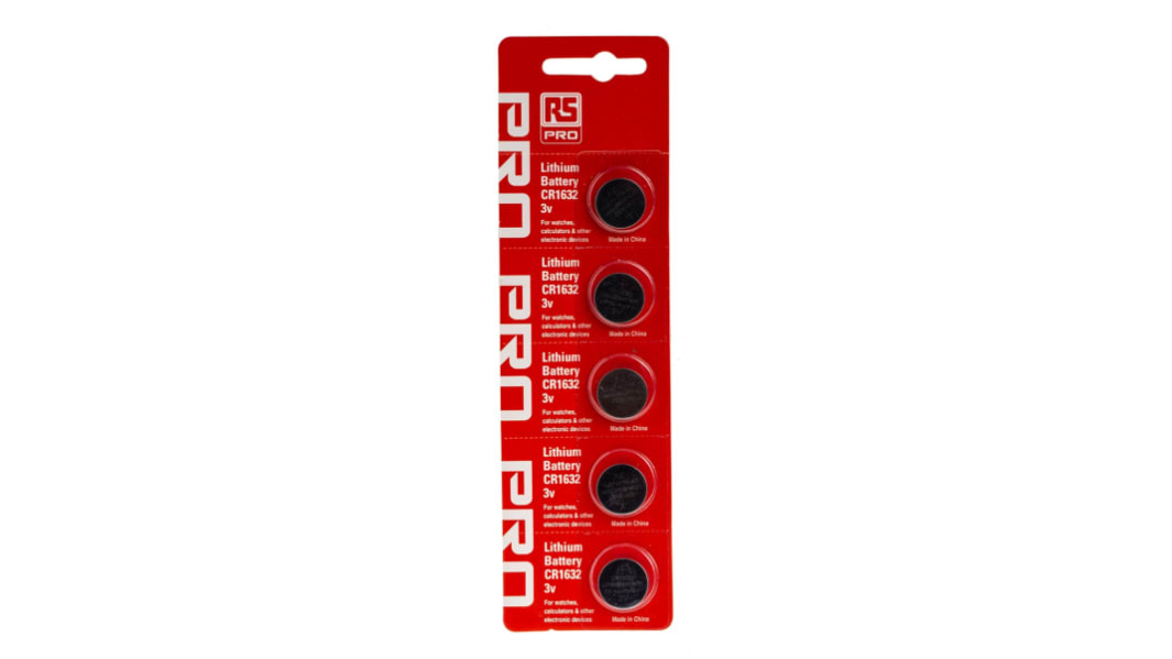 Piles bouton CR1632 RS PRO, 3V, 16mm