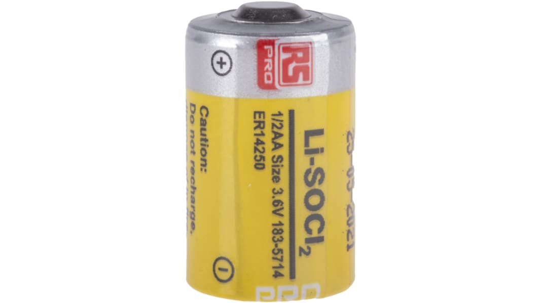 RS PRO Lithium Thionyl Chloride 3.6V, 1/2 AA Battery