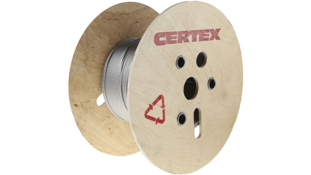 Câble métallique RS PRO en Acier inoxydable, câble 3 mm x 75m, 100kg