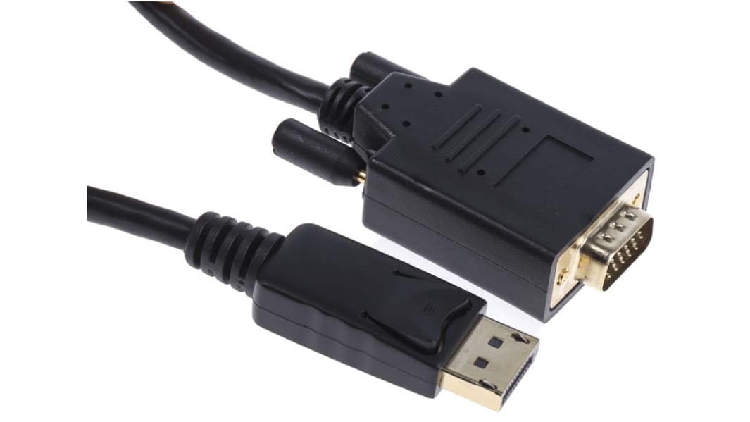 RS PRO Male DisplayPort to Male VGA, PVC Cable, 1080p, 2m
