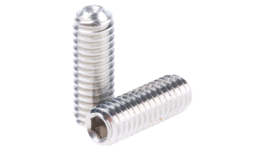 Plain Stainless Steel Hex Socket Set M4 x 12mm Grub Screw