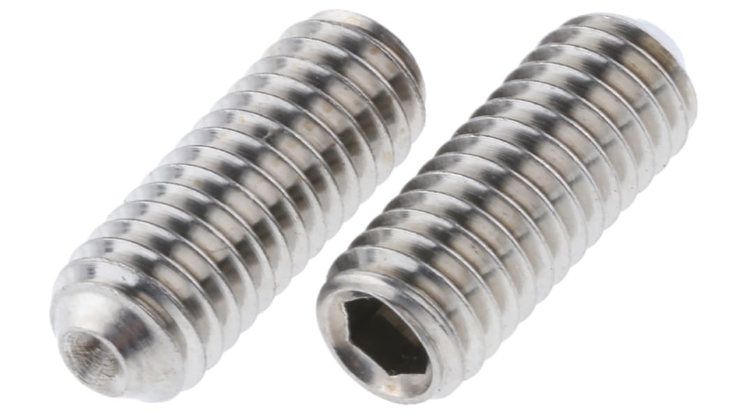 Plain Stainless Steel Hex Socket Set M6 x 16mm Grub Screw