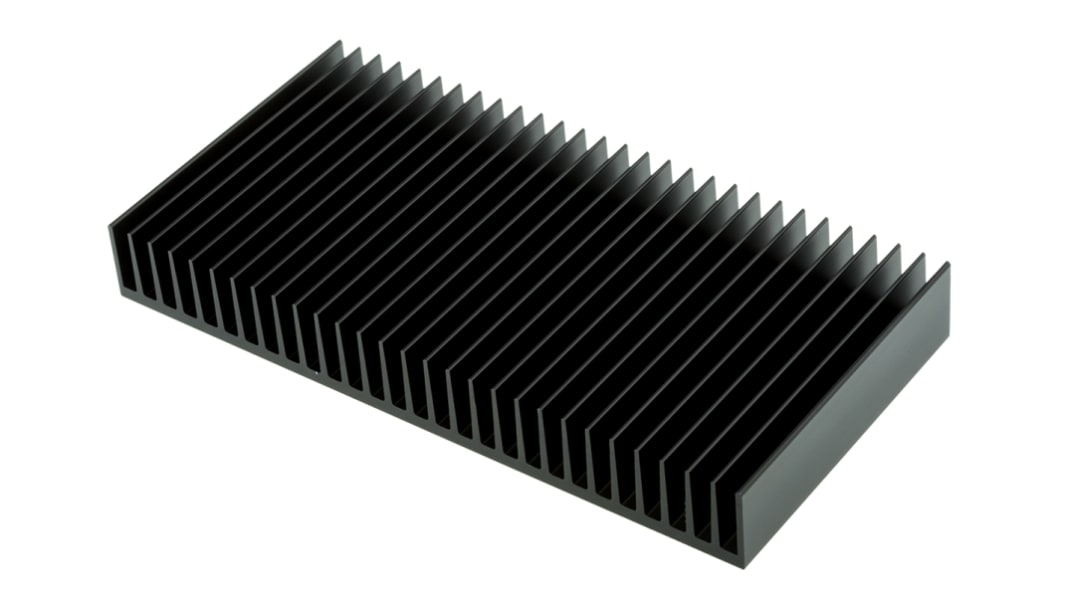 Disipador Fischer Elektronik de Aluminio Negro, 0.95K/W, dim. 100 x 200 x 25mm, para usar con Universal Rectangular Alu