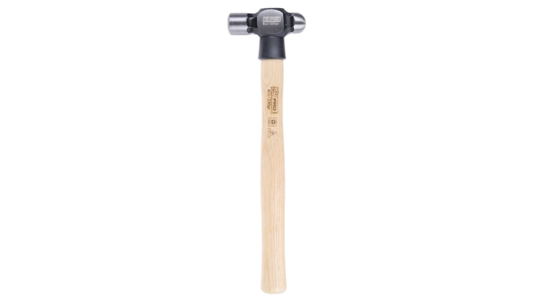 RS PRO Hammer, Kugelhammer aus Stahl Eschenholz-Stiel 318g 300 mm