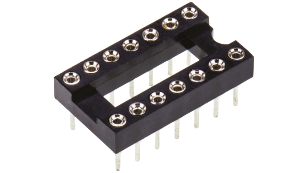 Zoccolo DIL Winslow a 14 vie, passo 2.54mm, spaziatura file 7.62mm, Montaggio con foro passante, tipo Telaio aperto