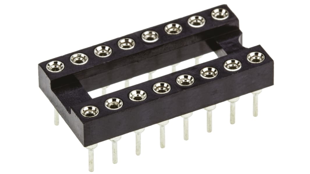 Winslow 2.54mm Pitch Vertical 16 Way, Through Hole Turned Pin Open Frame IC Dip Socket, 5A
