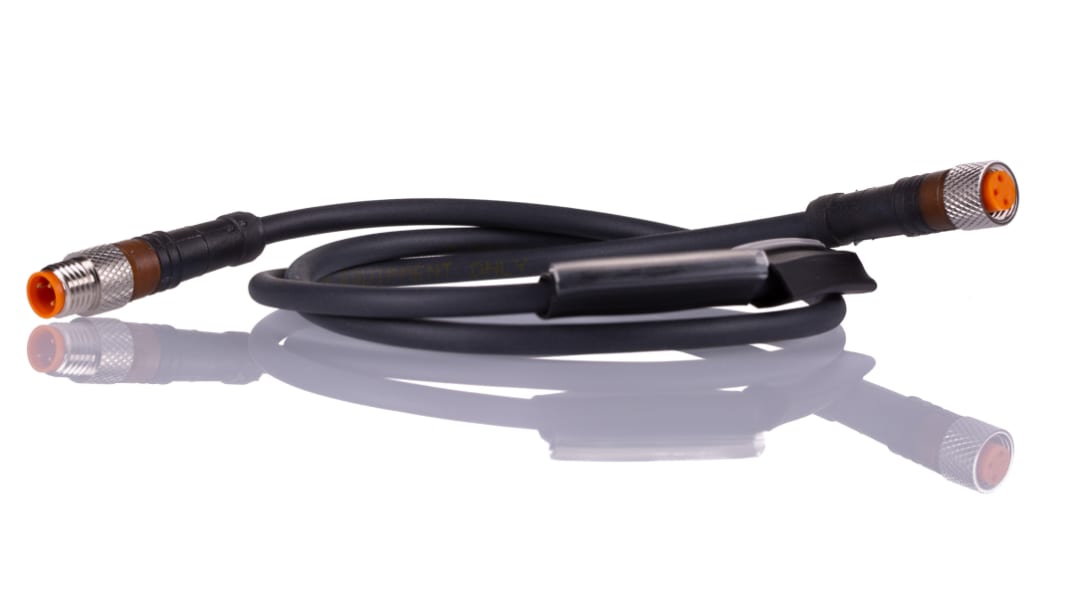 Cable de conexión Lumberg Automation, con. A M8 Macho, 3 polos, con. B M8 Hembra, 3 polos, cod.: A, long. 600mm, 60 V,