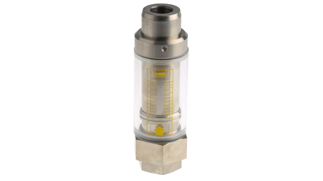 Caudalímetro Parker UCC Flowline para Líquido, 5 l/min → 55 l/min, Ø tubería 3/4 pulgadas