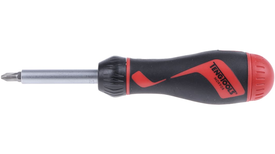 Teng Tools 1/4 in Hexagon Phillips, Pozidriv, Slotted Ratchet Screwdriver, 175 mm length