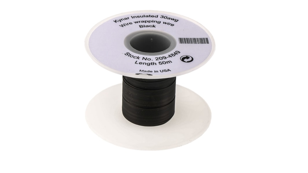 Metcal Einzeladerleitung 0,05 mm², 30 AWG 50m Schwarz Kynar isoliert Ø 0.5mm