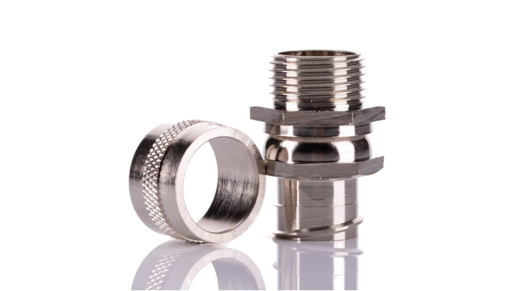 RS PRO Swivel, Conduit Fitting, 20mm Nominal Size, M20, Brass, Silver IP54 rating