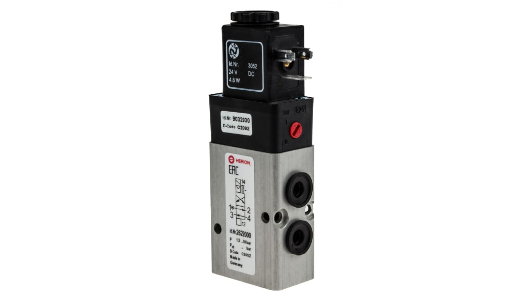 Norgren Pneumatic Solenoid Valve - Solenoid/Spring G 1/8 26220 Series 24V dc