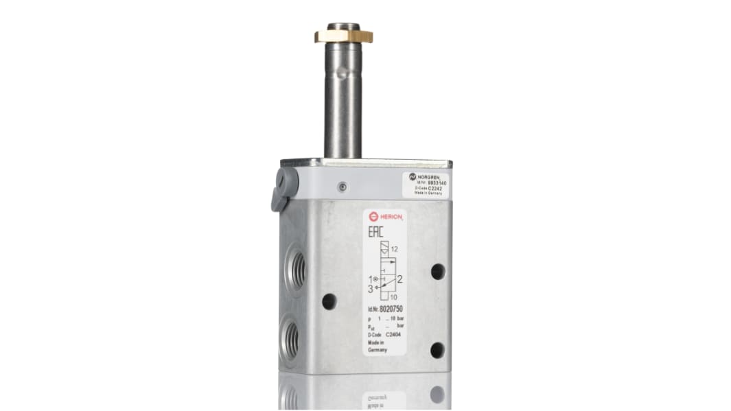 Electrodistributeur pneumatique Norgren série 80207, Soénoïde/Air, G 1/4