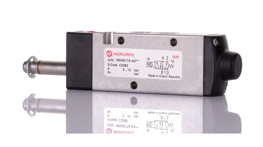 Norgren V60 V60A517A-A2000 Pneumatik-Magnetventil Inline G1/8, Magnet/Feder-betätigt