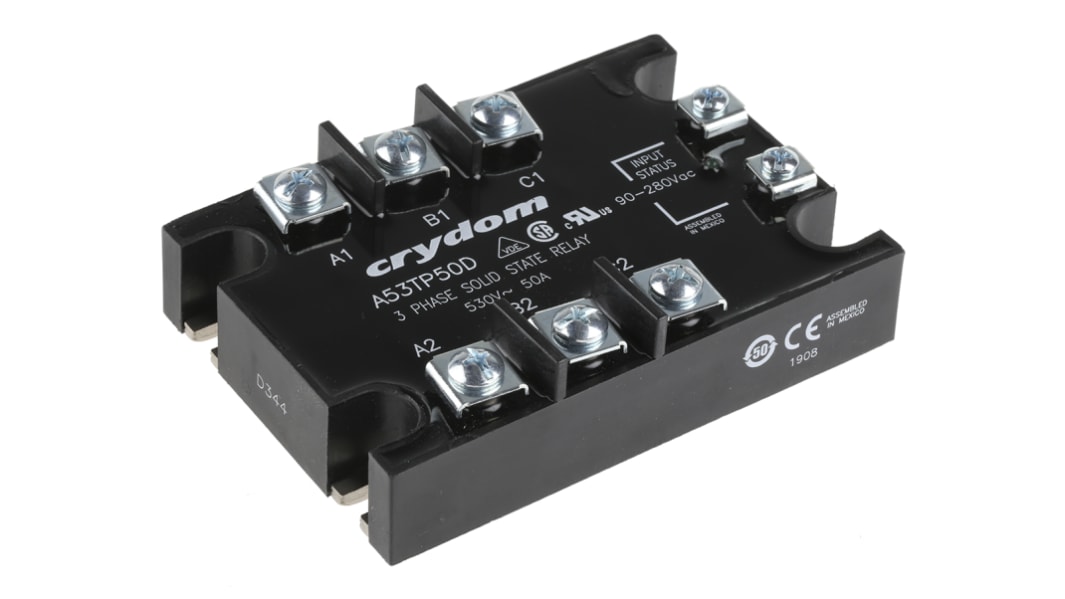 Sensata Crydom 53TP Series Solid State Relay, 50 A rms Load, Panel Mount, 530 V rms Load, 280 V rms Control