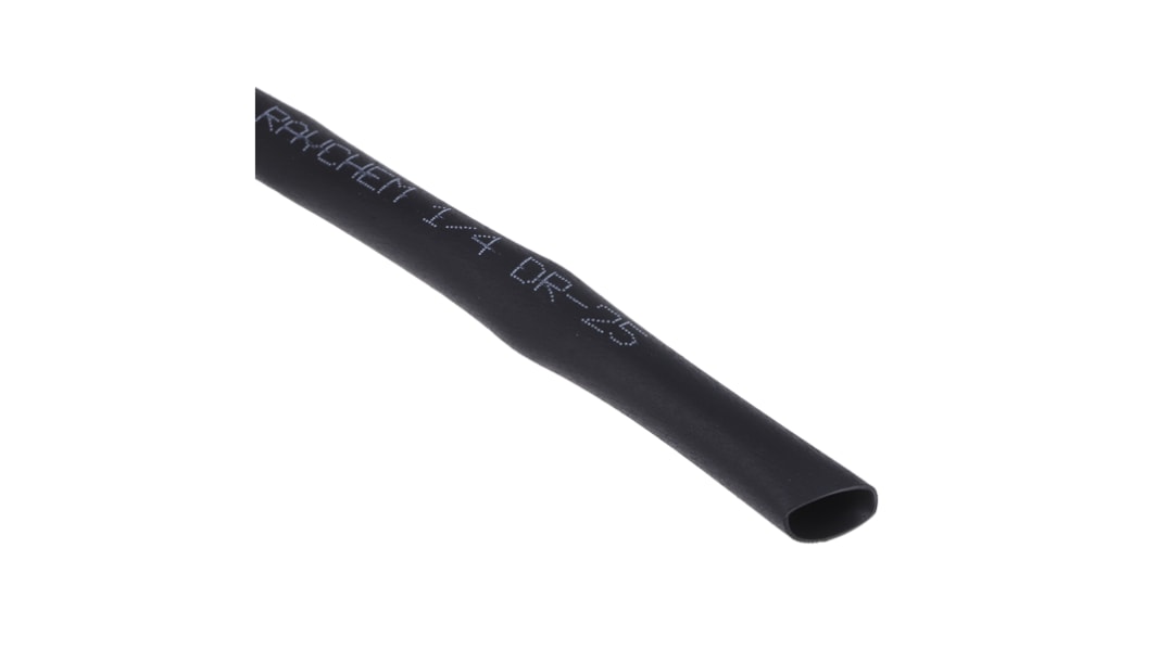 TE Connectivity Heat Shrink Tubing, Black 6.4mm Sleeve Dia. x 10m Length 2:1 Ratio, DR-25 Series