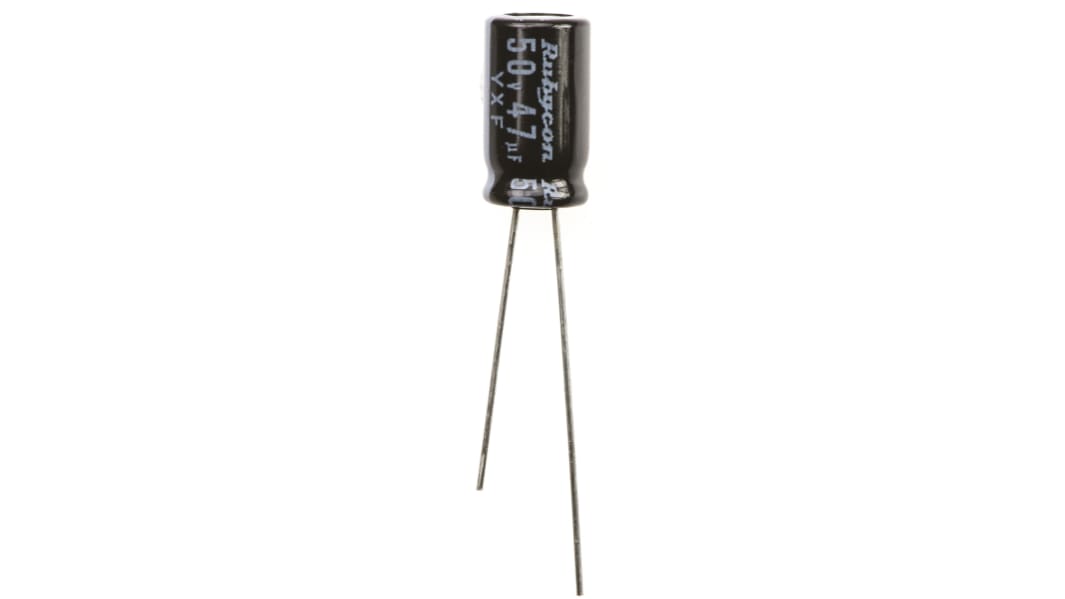 ルビコン 47μF,50V dc コンデンサ, ラジアル、 スルーホール ±20%, -40°Cから +105°C