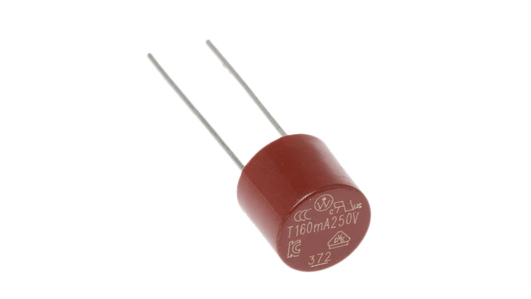 Wickmann Sicherung, nicht rückstellend 160mA radial 250V ac Nylon T ø 8.5mm 8mm, Raster 5.08mm