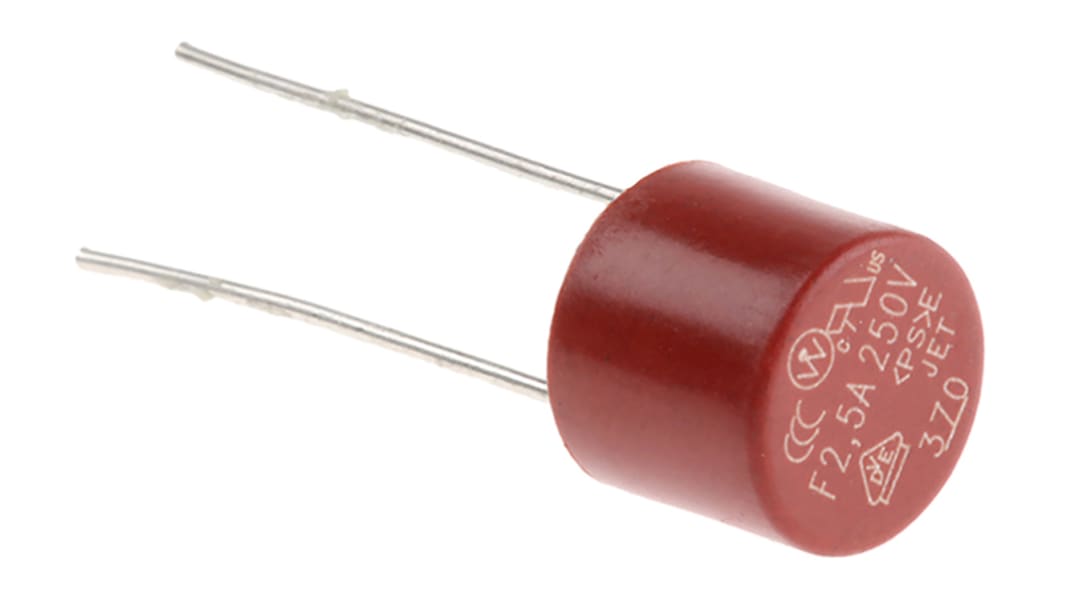 Wickmann Sicherung, nicht rückstellend 2.5A radial 250V ac Nylon F ø 8.5mm 8mm, Raster 5.08mm