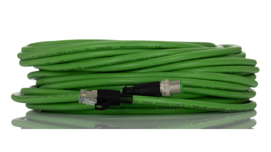 Turck イーサネットケーブル, 20m, 緑, 編組のスズめっき銅ワイヤ遮蔽付きアルミホイル