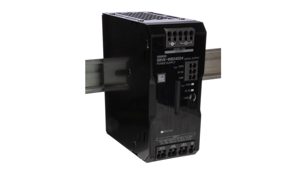 Alimentation pour rail DIN Omron, série S8VK-WA, 24V c.c.out 10A, 2KW