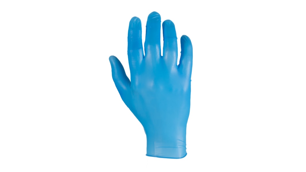 Reldeen Blue Powder-Free Vinyl Disposable Gloves, Size 8, Medium, 100 per Pack