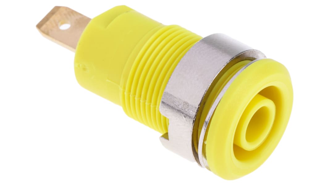 Conector banana hembra Hembra, 24A, 1000V, Contacto Oro, Amarillo