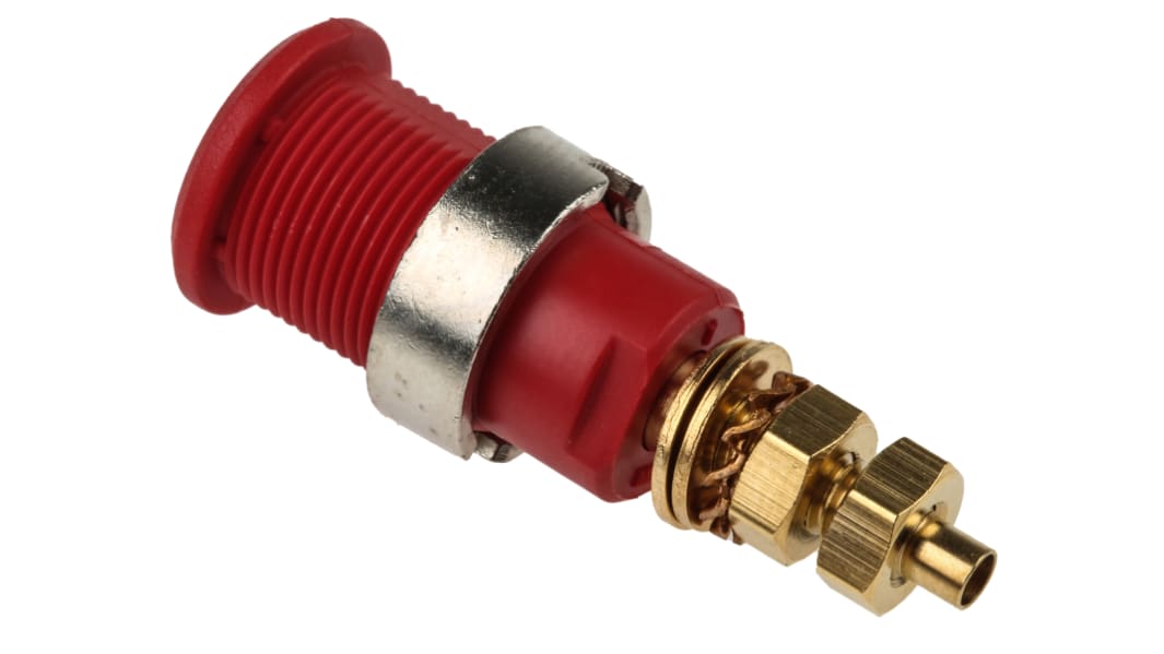 Staubli Red Female Banana Socket, 4 mm Connector, Solder Termination, 32A, 1000V, Gold Plating