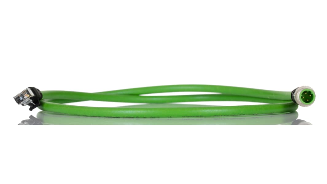 Câble Ethernet Turck catégorie 5e, Feuille d'aluminium, tresse en cuivre étamé, Vert, Longueur 1m PUR, avec connecteur,