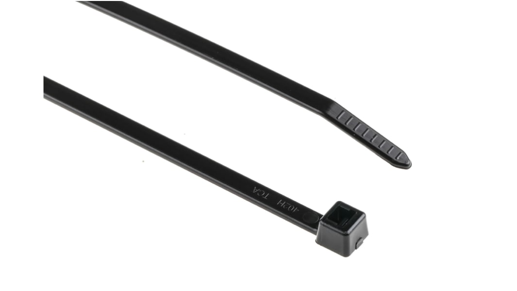 HellermannTyton Cable Tie, Inside Serrated, 205mm x 4.7 mm, Black Polyamide 6.6 (PA66), Pk-100