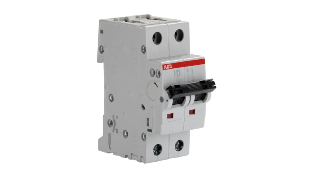 Disjoncteur ABB S200 2P, 1.6A, pouvoir de coupure 20 kA, montage rail DIN