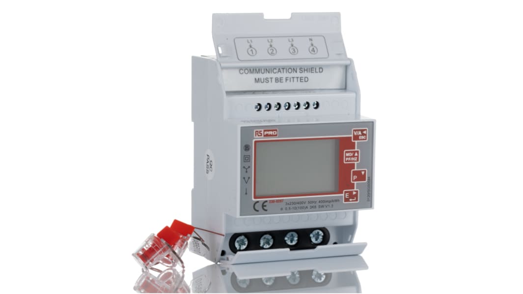 Contatore di energia RS PRO, 3 fasi, display LCD retroilluminato a 8 cifre