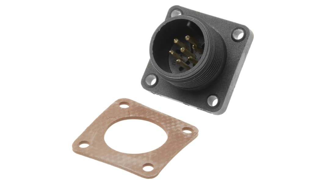 Hirschmann, CM, Polyamide 7 Way Panel Mount MIL Spec Circular Connector PlugBlack, Socket Contacts,Shell Size 14, Screw