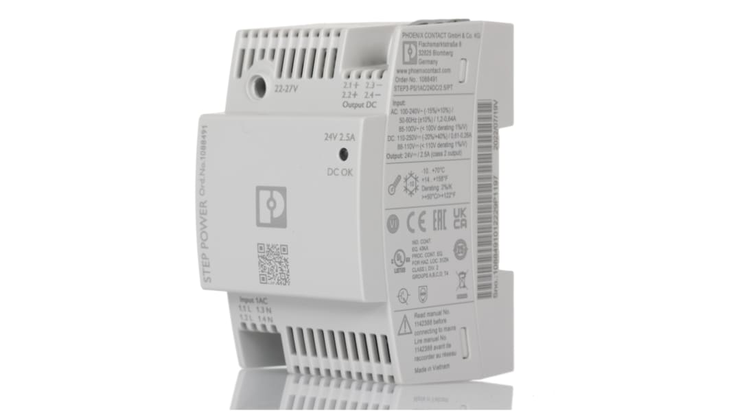 Fuente de alimentación de carril DIN Phoenix Contact STEP3-PS/1AC/24DC/2.5/PT 24V dc 2.5A 60W
