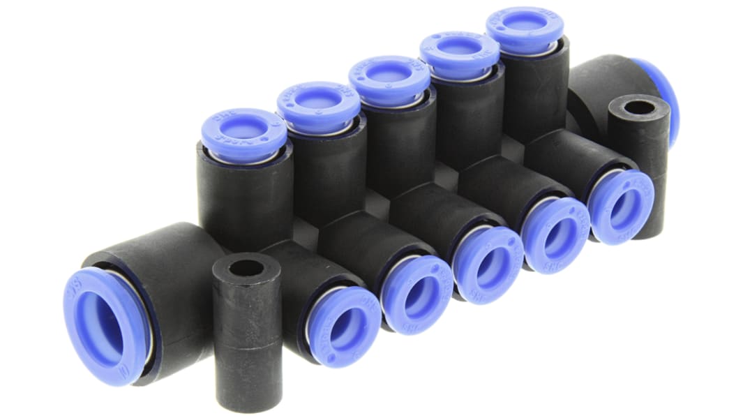 Nourrice de distribution pneumatique SMC 10 sortie 6 mm Push-in 10 mm Push-in