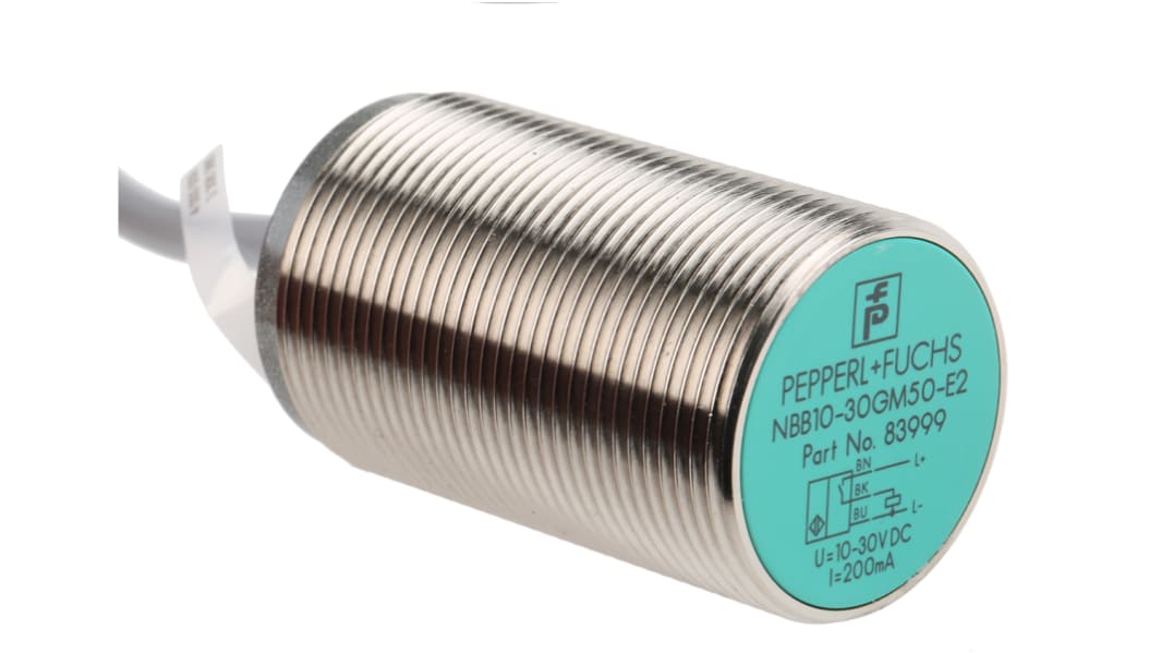 Pepperl + Fuchs Inductive Threaded Barrel Proximity Sensor, M30, 10 mm Detection, PNP NO, 5 → 36 V dc