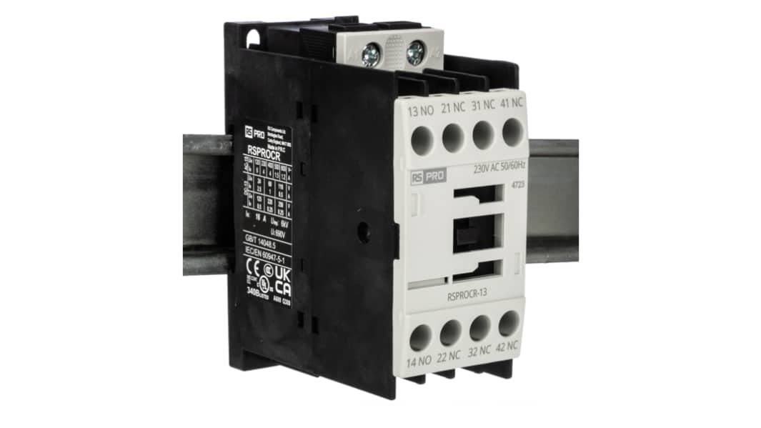Contattore ElectroMechanical RS PRO, 1 poli, 3 NA/1 NC, 4 A, -, bobina 230 V CA