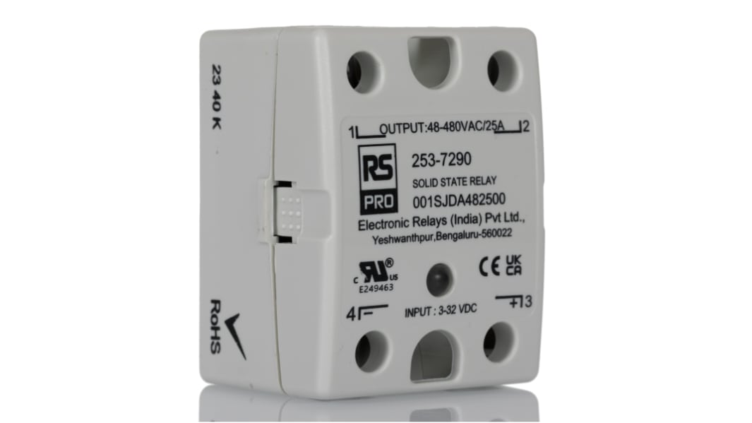 RS PRO Solid State Relay, 25 Amps Load, Panel Mount, Surface Mount, 480 V rms Load, 32 V dc Control