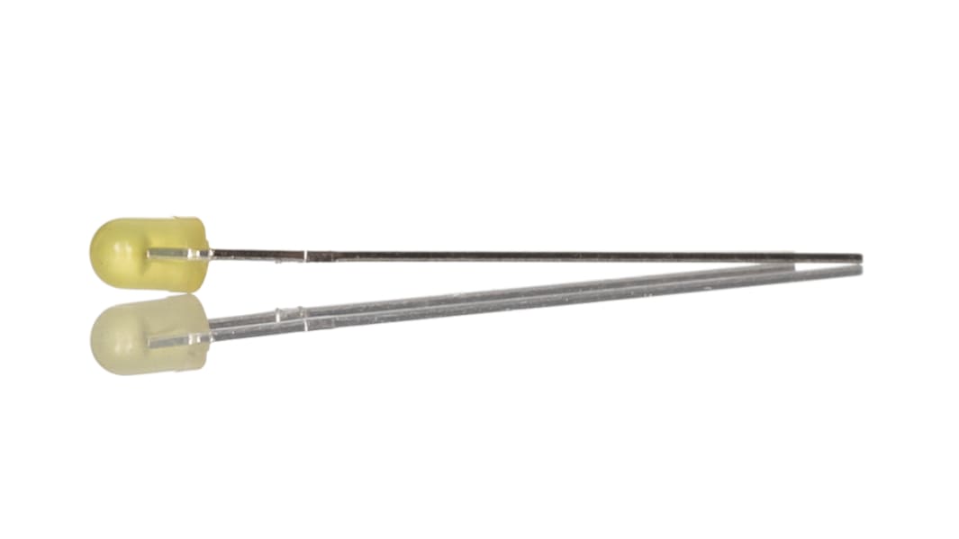 LED, THT, Żółty, 2-Pin, 1,6 → 2,6 V, 80°, RS PRO