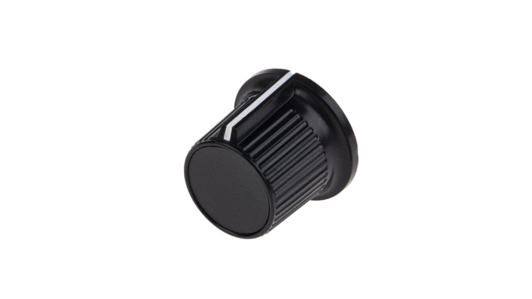 RS PRO 21mm Black Potentiometer Knob for 6.35mm Shaft Splined