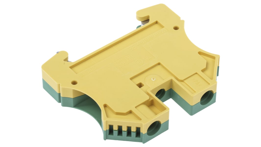 Bloc de mise à la terre WPE 10, 2 voies , raccordement A visser, 16 → 6 AWG, Vert/Jaune