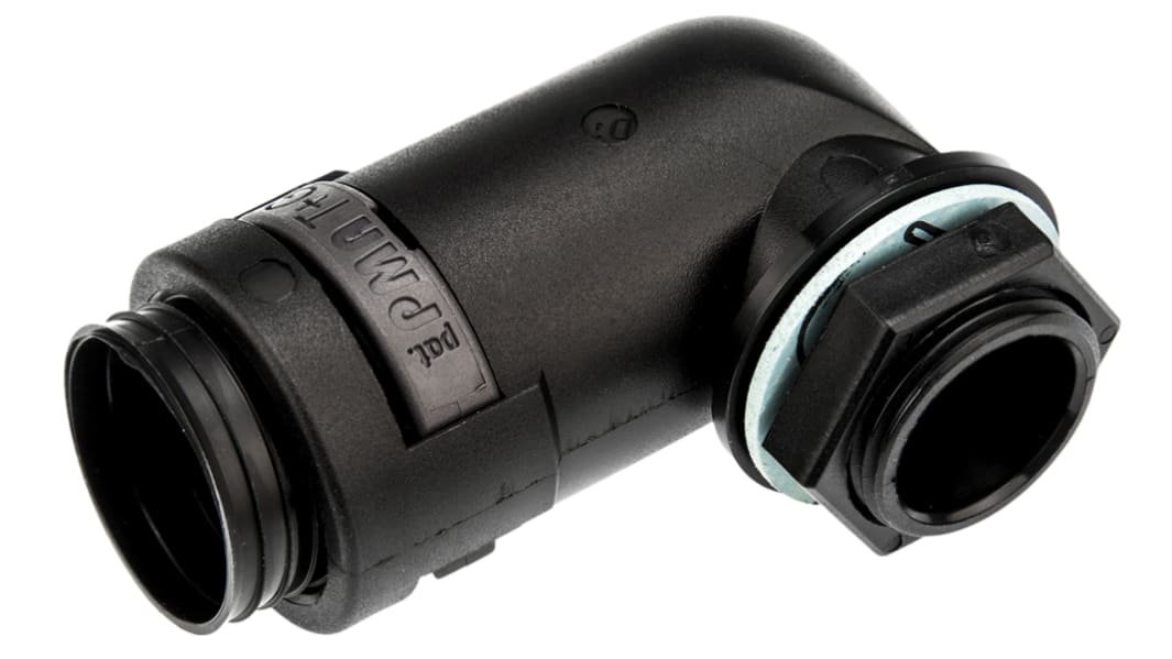 PMA 90° Elbow, Cable Conduit Fitting, 17mm Nominal Size, M20, PA 6, Black IP68 rating